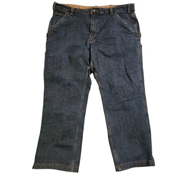 Duluth Trading Jeans Blue 44x30 Flex Ballroom Carpenter Relaxed Fit Heavyweight - Picture 1 of 8